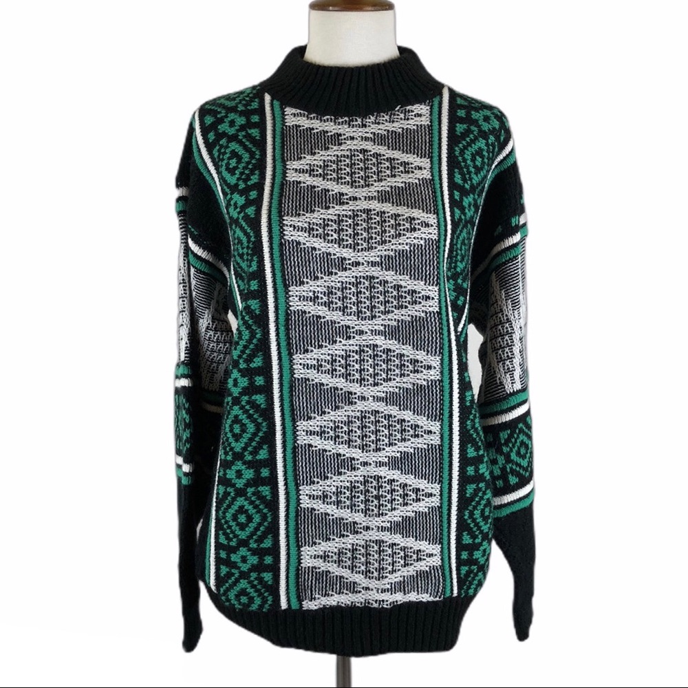 Vintage 90’s geometric crew neck ski sweater